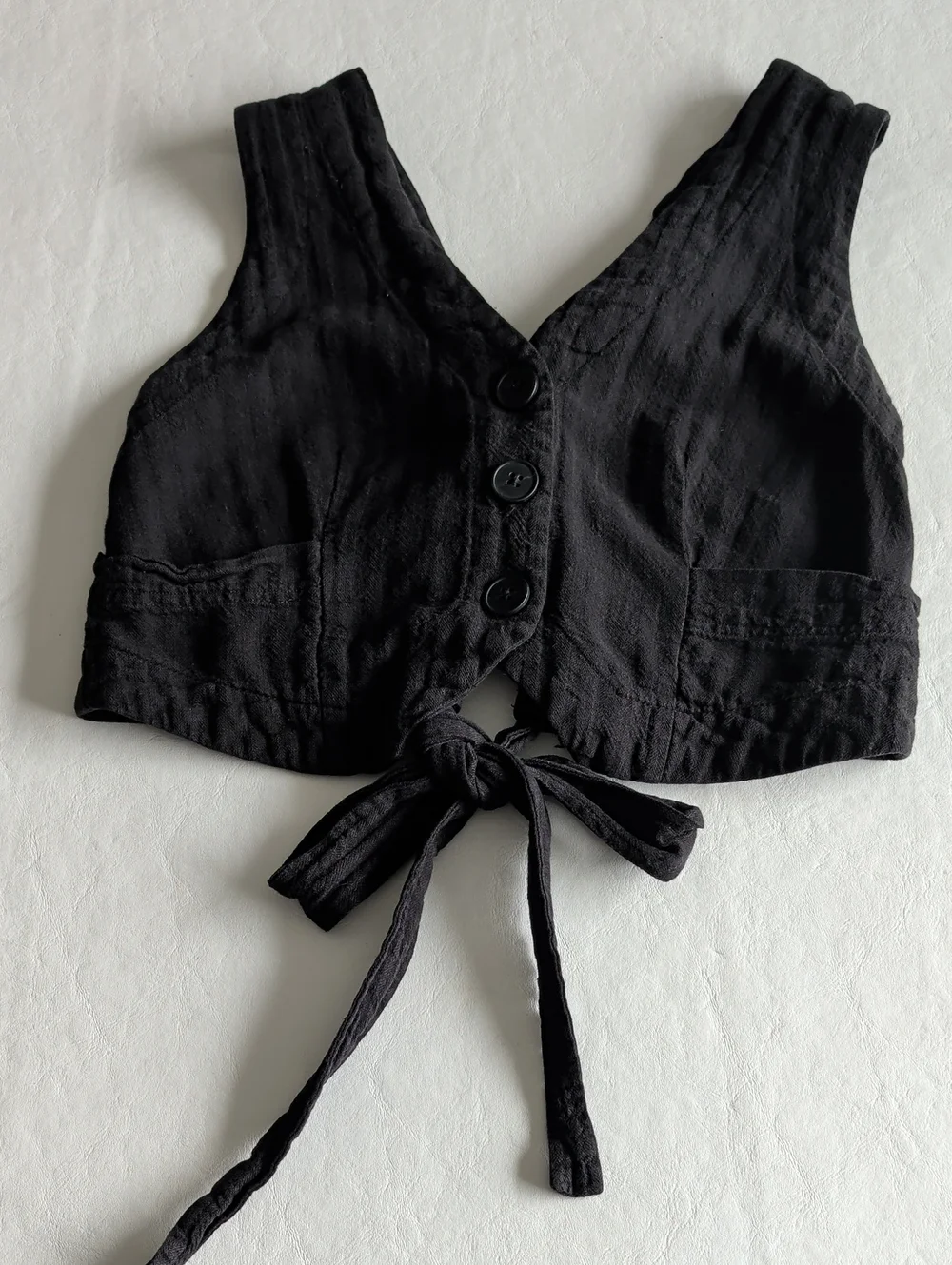 Free People Give Me Good Times Linen Blend Black Vest Women's Size XS